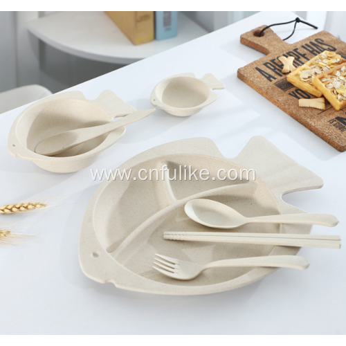 Fish Shape Wheat Straw Tableware Set for Baby